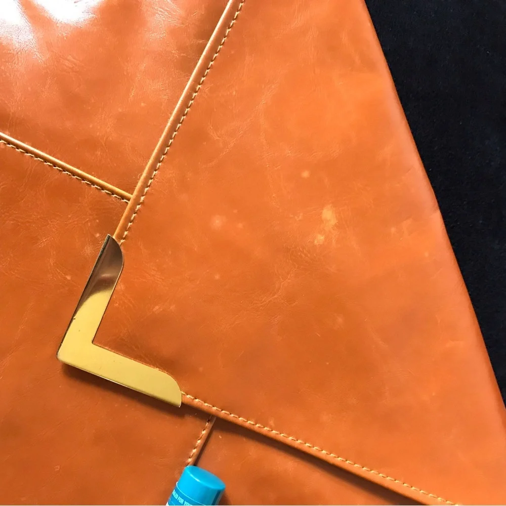 Nordstrom Tan Cognac Faux Leather Envelope Clutch